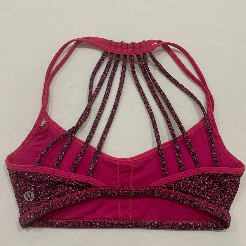 pink pattern sports bra